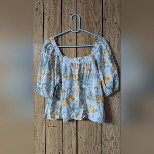 Ana Square Neck Peplum Top